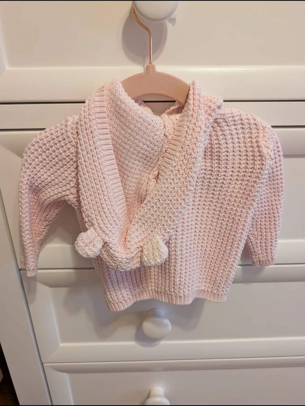 Carter's Pink Knit Hooded Baby Cardigan In Size 3 Months And 9 Months